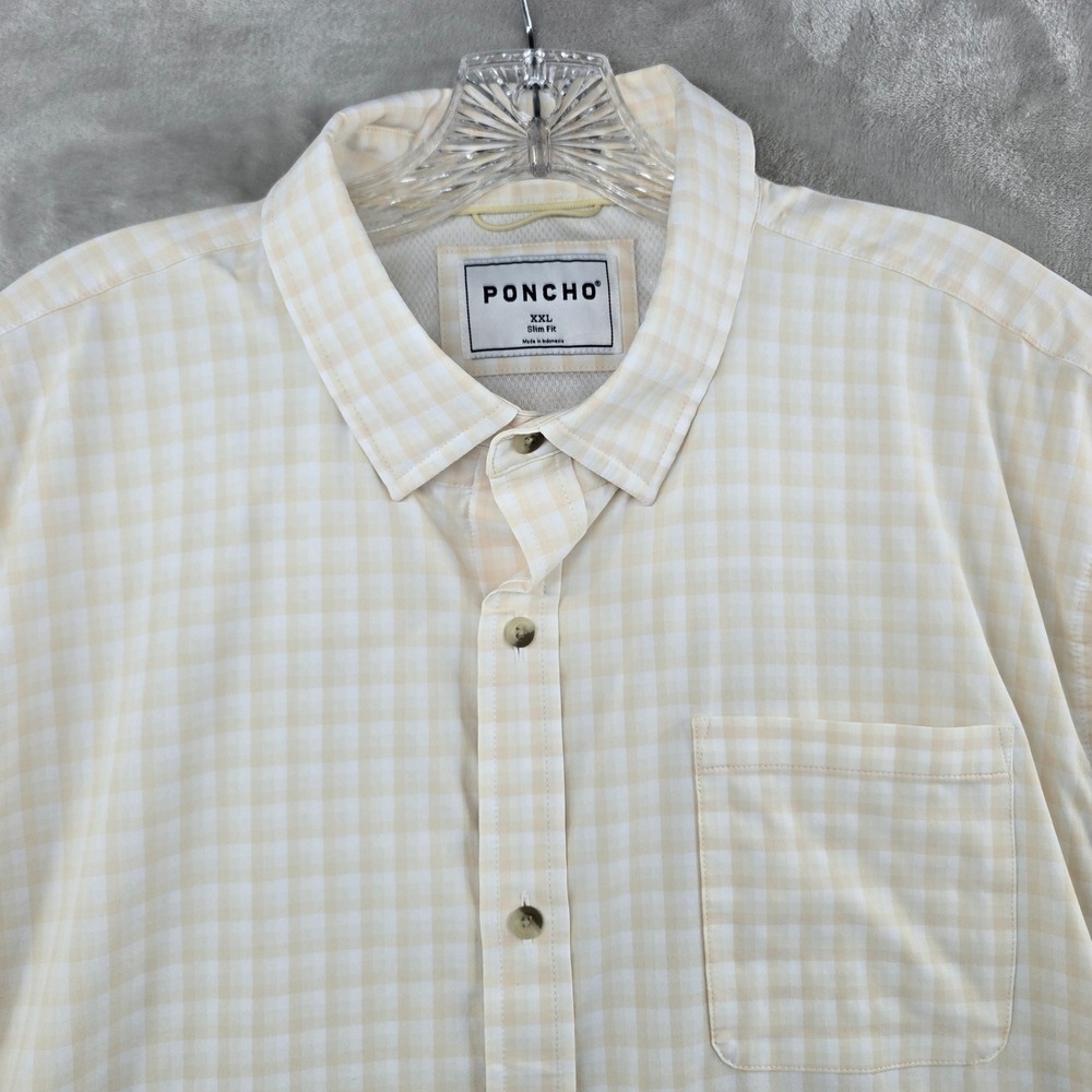 Poncho ultra-lite Shirt Mens XXL Yellow White Slim Fit Short Sleeve Fishing